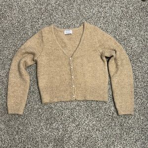 Tan Cardigan with pearl buttons